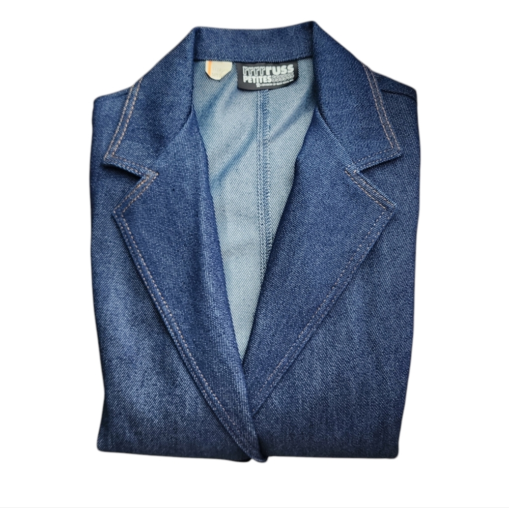 RRRRRUSS x‎ VINTAGE new old stock 2 button denim pocket blazer size 14